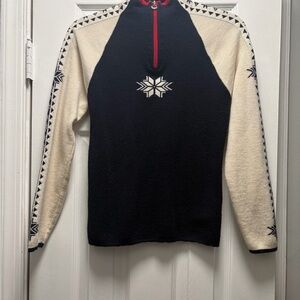 Dale of Norway Navy Sweater with Red Zipper